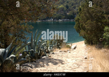 St Mary s Insel am salzigen See Veliko Jezero oder große See auf der Insel Mljet Kroatien Stockfoto