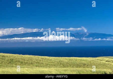 Haleakala Vulkan auf der Insel Maui gesehen aus der Region North Kohala der Big Island Hawaii USA Stockfoto