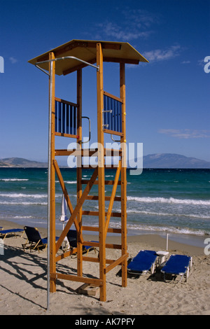 Rettungsschwimmer Turm Alykes Zakynthos Insel Griechenland Stockfoto