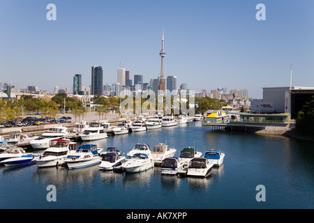 Ontario Platz Marina und Yacht Club und Toronto Ontario Kanada Nordamerika Skyline Blick Stockfoto