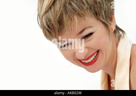 Glücklich lachende Frau Stockfoto