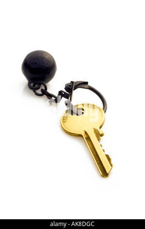 Türschlüssel mit Ball und Kette Stockfoto