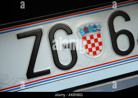 KFZ-KENNZEICHEN REGISTRIERUNG PLATTE AUTO ZG ZAGREB Stockfoto