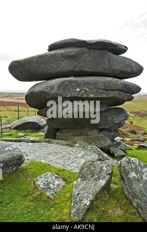 die Cheesewring Stein Stapel in der Nähe von Schergen auf Bodmin moor, Cornwall, uk Stockfoto