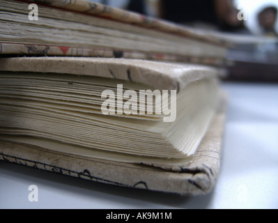 Detail von ein paar handgemachte Bücher Stockfoto