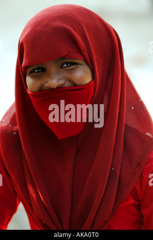 Malediven-Porträt einer jungen lokalen Muslem Frau Stockfoto
