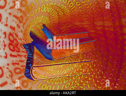 Digitale Bücher Binary Code Golden Flash-Prosa Stockfoto