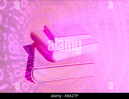 Digitale Bücher Binärcode weiblich schreiben lesen Aurthor Netzliteratur Alphabetisierung Flash-Prosa Stockfoto