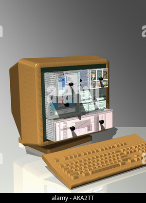 Computer als Stauschrank zukünftige Logistik Stockfoto