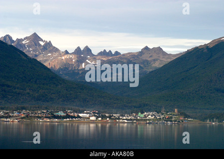 Ansicht der Stadt Peuto Williams im Beagle-Kanal in der Nähe von Usuhaia Argentinien als die südlichste Stadt der Welt Stockfoto