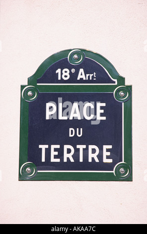 Place du Tertre Zeichen Montmartre Paris France Stockfoto