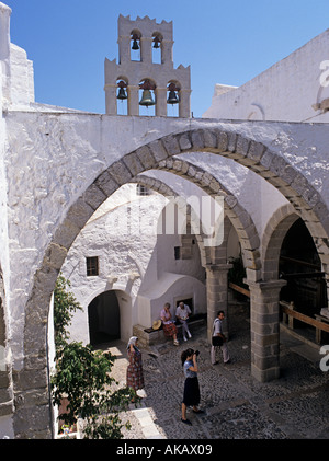 Weiße Schmerzen im Kloster des hl. Johannes des Jüngers Patmos Dodekanes Griechenland Stockfoto