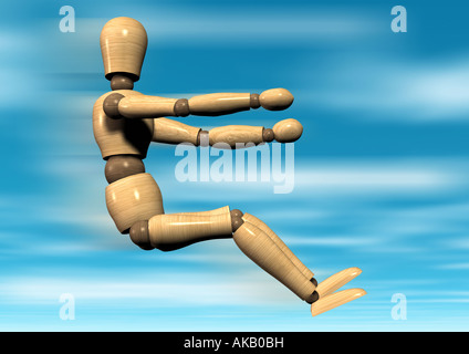 gegliederte Puppe Auto Gliederpuppe Fährt Auto fahren Stockfoto