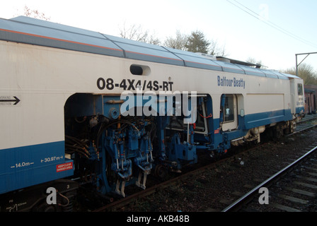 Shenfield Brentwood Essex Balfour Beatty Eisenbahn Spur Wartung Motor stationär in Anschlussgleise Stockfoto