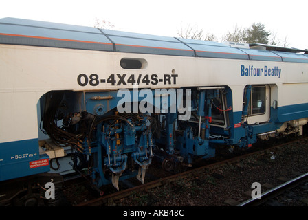 Shenfield Brentwood Essex Balfour Beatty Eisenbahn Spur Wartung Motor stationär in Anschlussgleise Stockfoto