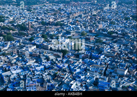 Indien, Rajasthan, Jodhpur, "Blaue Stadt" von Jodhpur gesehen vom Meherangarh Fort Stockfoto