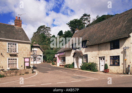 England, Hampshire, Isle Of Wight, Godshill Dorf, anzeigen strohgedeckten Hütten Stockfoto