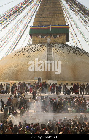 Nepal, Kathmandu, Bodhnath buddhistische Stupa, Lhosar Tibetisch und Sherpa New Year festival Stockfoto