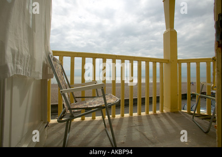Blick vom Balkon über dem Meer Adeburgh Suffolk Urlaub bist Stockfoto