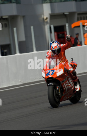 Australier Casey Stoner Ducati Marlboro 2007 Polini Malaysian Motorrad-Grand-Prix Strecke in Sepang Malaysia Stockfoto