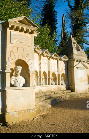 Der Tempel des britischen Worthies, Stowe Landscape Gardens, Buckinghamshire, England Stockfoto