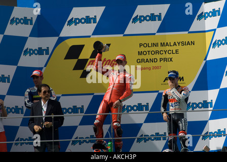 Podium Gewinner bei Polini Malaysian Motorcycle Grand Prix in Sepang, Malaysia Stockfoto