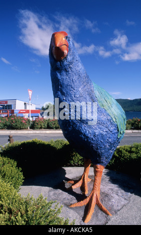 Statue von den seltenen einheimischen Takahe Te Anau Fiordland New Zealand Stockfoto