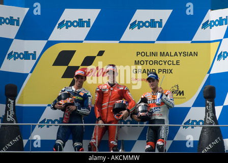 Podium Gewinner bei Polini Malaysian Motorcycle Grand Prix in Sepang, Malaysia Stockfoto