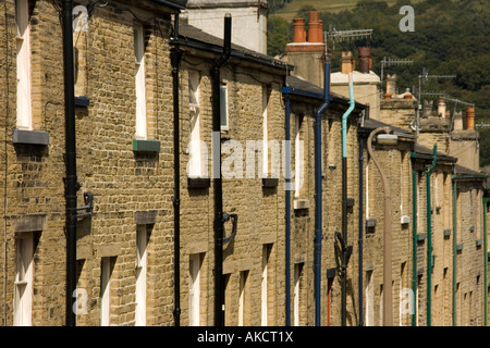 Reihe von Reihenhäusern, Saltaire West Yorkshire Stockfoto