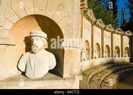 Der Tempel des britischen Worthies, Stowe Landscape Gardens, Buckinghamshire, England Stockfoto