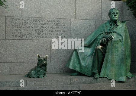 WASHINGTON DC FRANKLIN DELANO ROOSEVELT FDR MEMORIAL WIH SEINEN HUND SCHOTTISCHEN TERRER NAMENS FALA Stockfoto