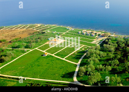 Kroatien, Istrien Halbinsel, Felder am Meeresufer, Luftbild Stockfoto