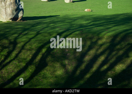 Detail der Deich und der äußeren und inneren Steinkreis von Avebury Henge, Wiltshire, England Stockfoto