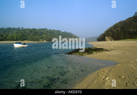 Wonwell Strand Devon an der Mündung von der Mündung des Flusses Erme in Richtung Malthouse Punkt nahe dem Dorf von Kingston Stockfoto