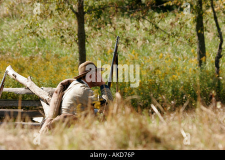 Bürgerkrieg Kalvarienberg Reenactor an sitzen entlang der Kampflinien reenactment Stockfoto