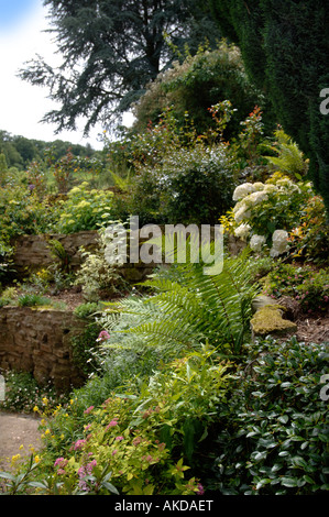 EIN TERRASSENGARTEN NEBEN EINEM HEREFORDSHIRE COTTAGE UK Stockfoto