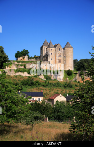 Schloss und Dorf von Salignac Eyvigues Stockfoto