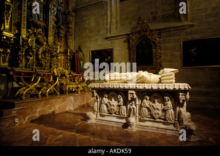 Päpstliche Grab in einer Kapelle der Kathedrale von Sevilla, Sevilla, Andalusien, Spanien. Stockfoto