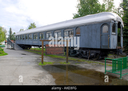 Präsident Warren G Harding Eisenbahn-Waggon im Pionierpark Fairbanks Alaska Alaska Highway ALCAN Al Can U S Vereinigte Staaten Stockfoto