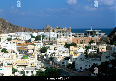 OM, Oman, Maskat, Altstadt von Muscat Mit Fort Mirani Stockfoto