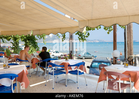 Am Strand Taverne, Laganas, Zakynthos (Zante), Ionische Inseln, Griechenland Stockfoto