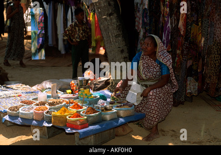 Indien, Goa, Bezirk Bardez, Anjuna, bin Hippie-Flohmarkt Stockfoto