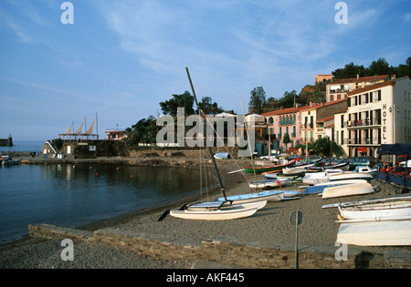 Der Plage de Port d' Avall in Collioure Stockfoto