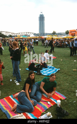 Das Donauinselfest ist ein jährliches Open-Air-freie Musik-Festival in Wien, Österreich Stockfoto