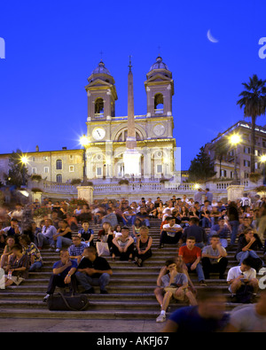 IT - Rom: Piazza di Spagna in der Nacht Stockfoto