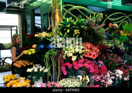 Österreich, Wien, Kärtnerstrasse, Blumen-Kiosk Stockfoto