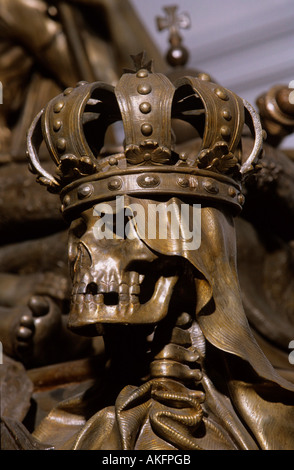 Österreich, Wien, Neuer Markt, Kapuzinergruft, Detail von Sarkophag Kaiser Karls VI Stockfoto