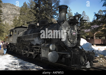 Blick von der Durango Silverton Narrow Gauge Railroad Dampflok in Colorado Stockfoto