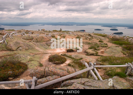 Gipfel des Cadillac Mountain im Acadia National Park Stockfoto