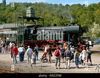 Anzeige der erhaltenen Dampflokomotiven während der 30. Geburtstagsfeiern, Bochum Eisenbahnmuseum (größte Länder) in Deutschland. Stockfoto